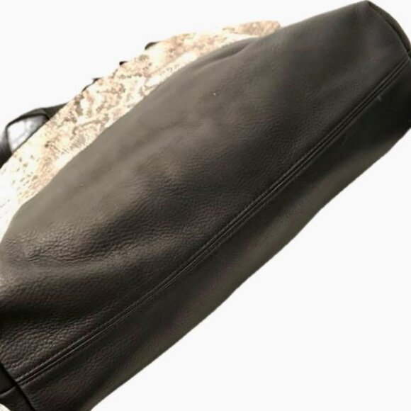 Marc Jacobs Leather Shoulder Bag Python Print Tote Black - Picture 7 of 12